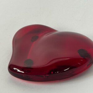 Tiffany & Co. Elsa Peretti Ruby Red Glass Heart Paperweight 4"